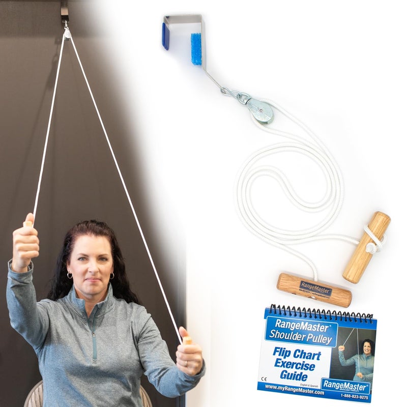 RangeMaster Classic Shoulder Pulley w Guide Dual Language Exercise Pulley for Physical Therapy Shoulder Pain Recovery Metal Bracket FSAHSA